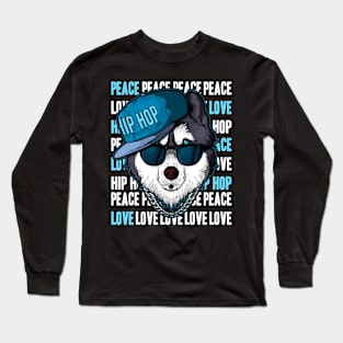 Funny Husky Rapper Hip-Hop Lovers Rap Music Fan Long Sleeve T-Shirt